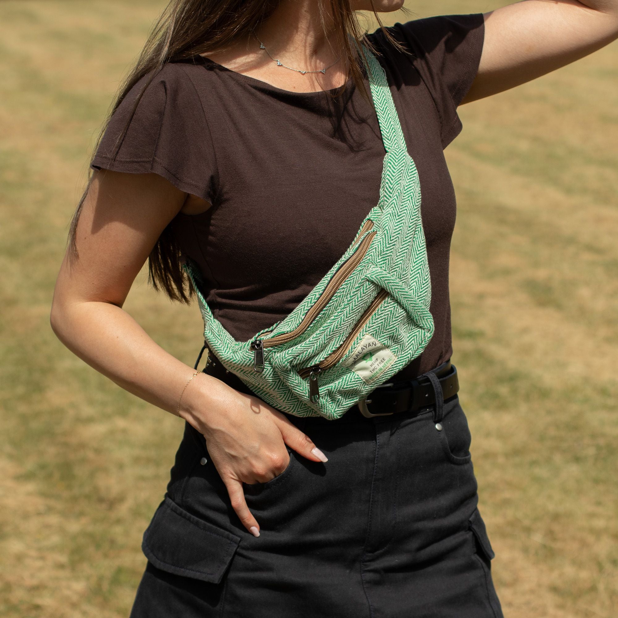 Cotton Hemp Style Belt (or Fanny) Bag - Sage 🇬🇧