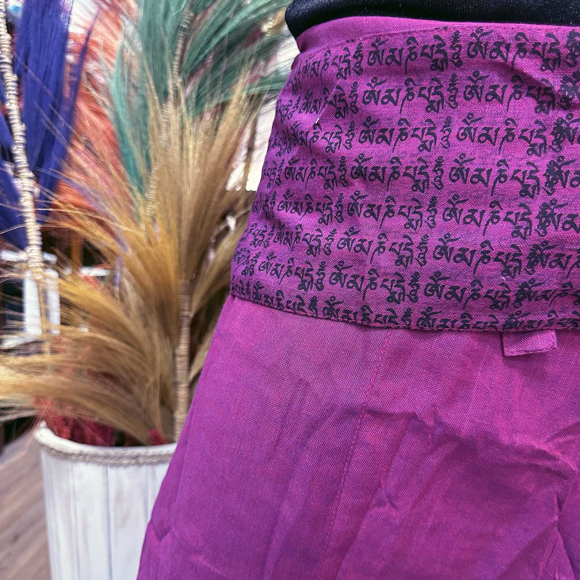 Yoga and Festival Pants - Thai Fisherman Mandala Mantra on Purple 🇬🇧