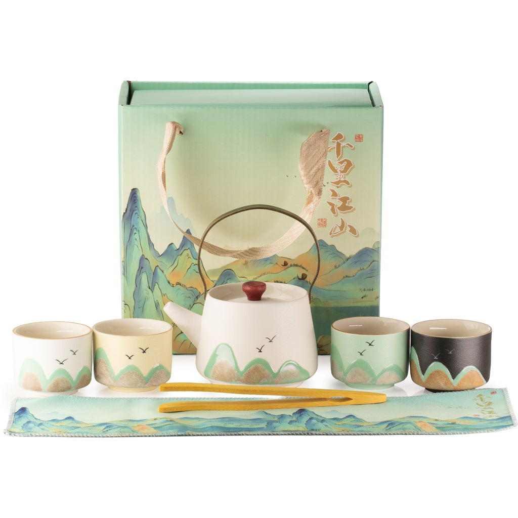 Thousand Miles - Tea Set - Four Cups - Ceremonial Cloth & Bamboo Grip 🇬🇧