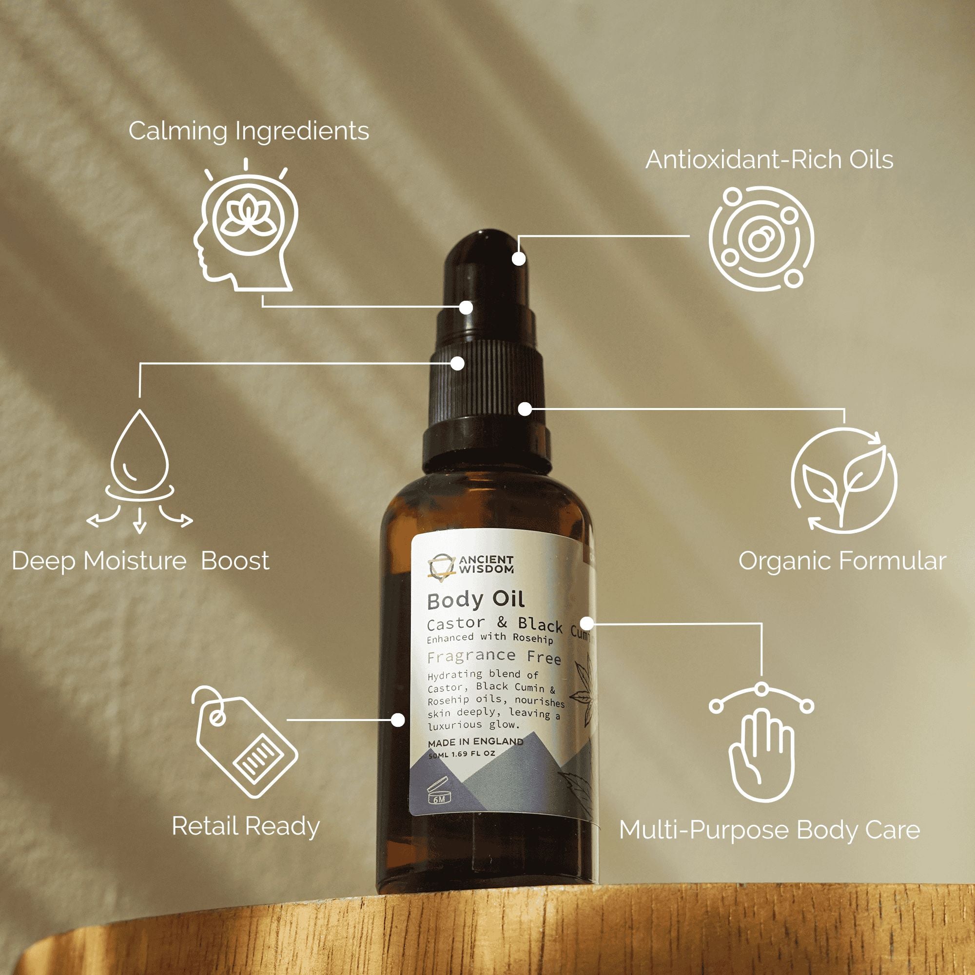Organic Body Oil 50ml - Rosehip (Unfragranced) 🇬🇧