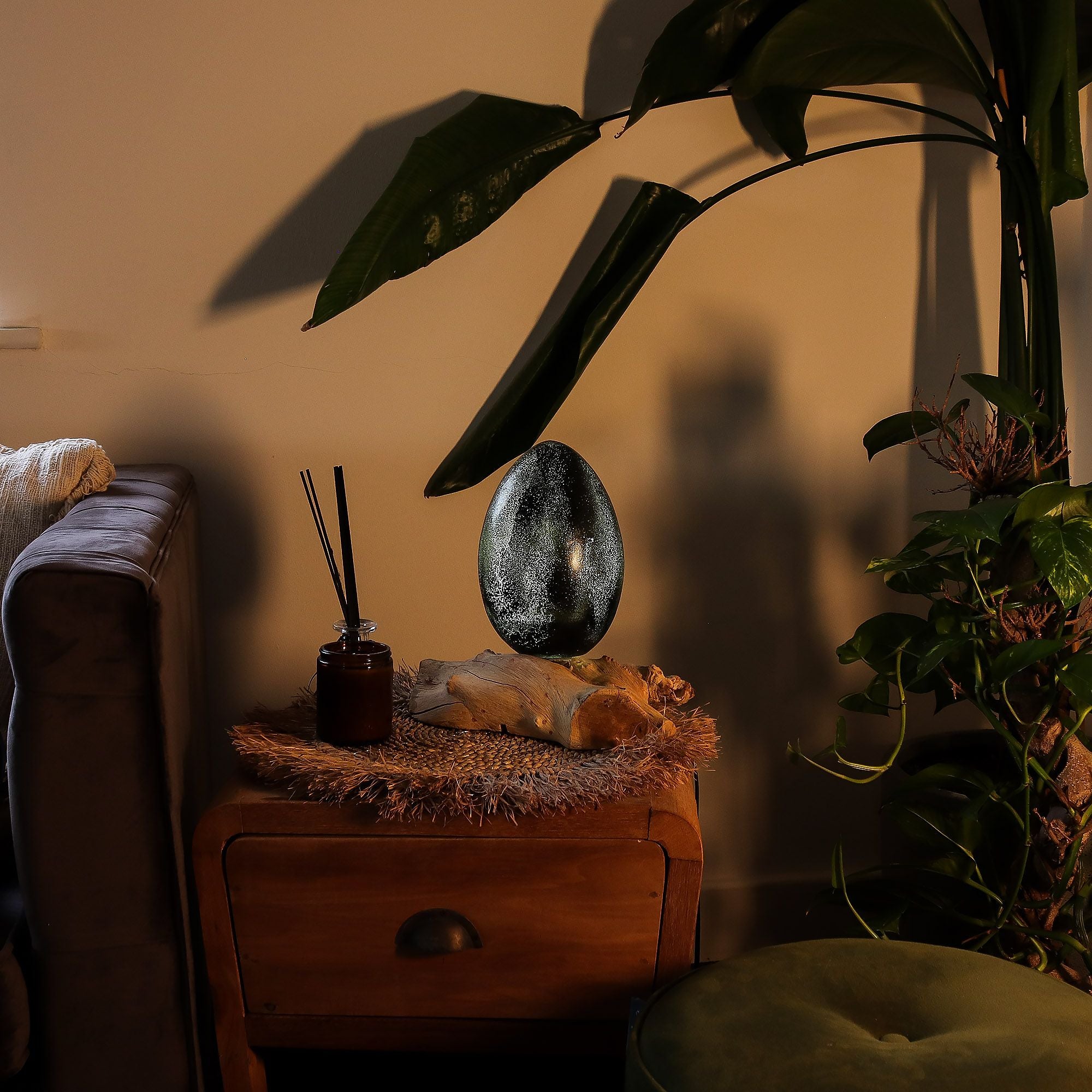 DriftGlow Lamp Crackle Lava Egg Shade - Grey 🇬🇧