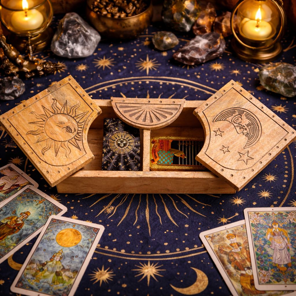 Sun & Moon Carved Sliding Box 🇬🇧