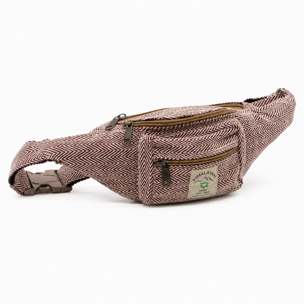 Cotton Hemp Style Belt (or Fanny) Bag - Wine 🇬🇧