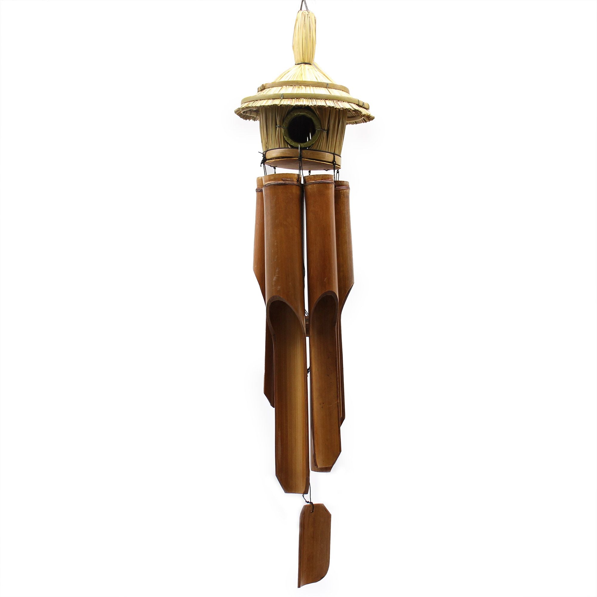 Lrg Round Seagrass Bird Box with Chimes 56x20cm 🇬🇧