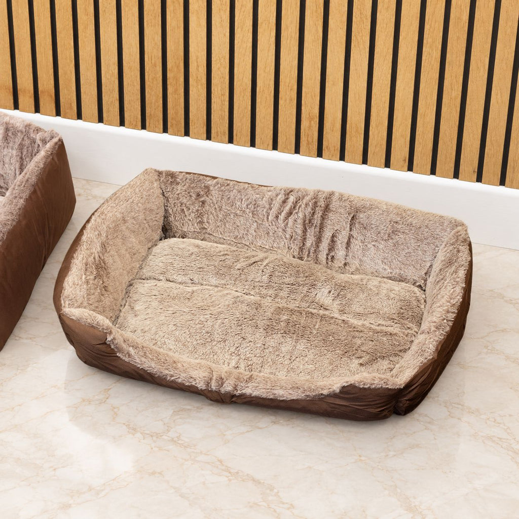 PAW Bed – Small Plush Teddy Brown – 60 × 45 × 17cm 🇬🇧