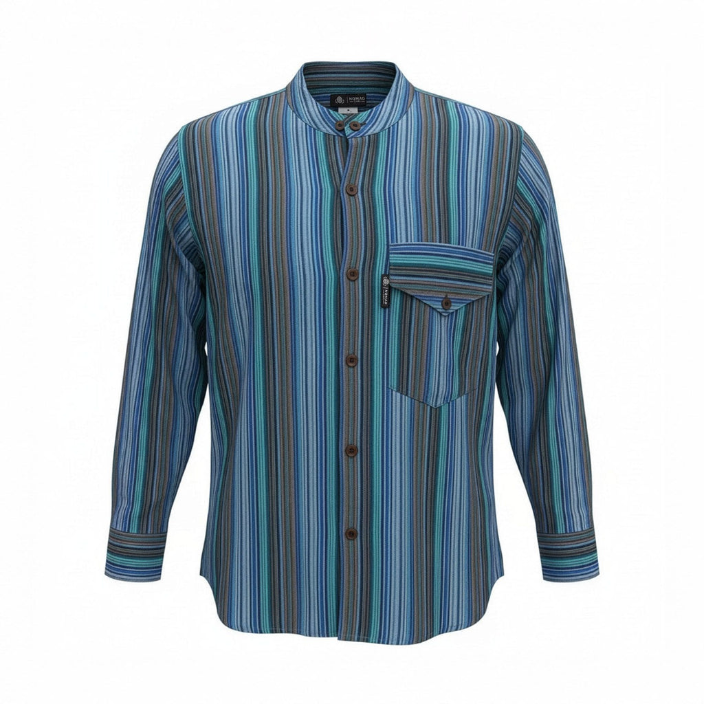 Nomad Sari Grandad Shirt - Turquoise - Medium 🇬🇧