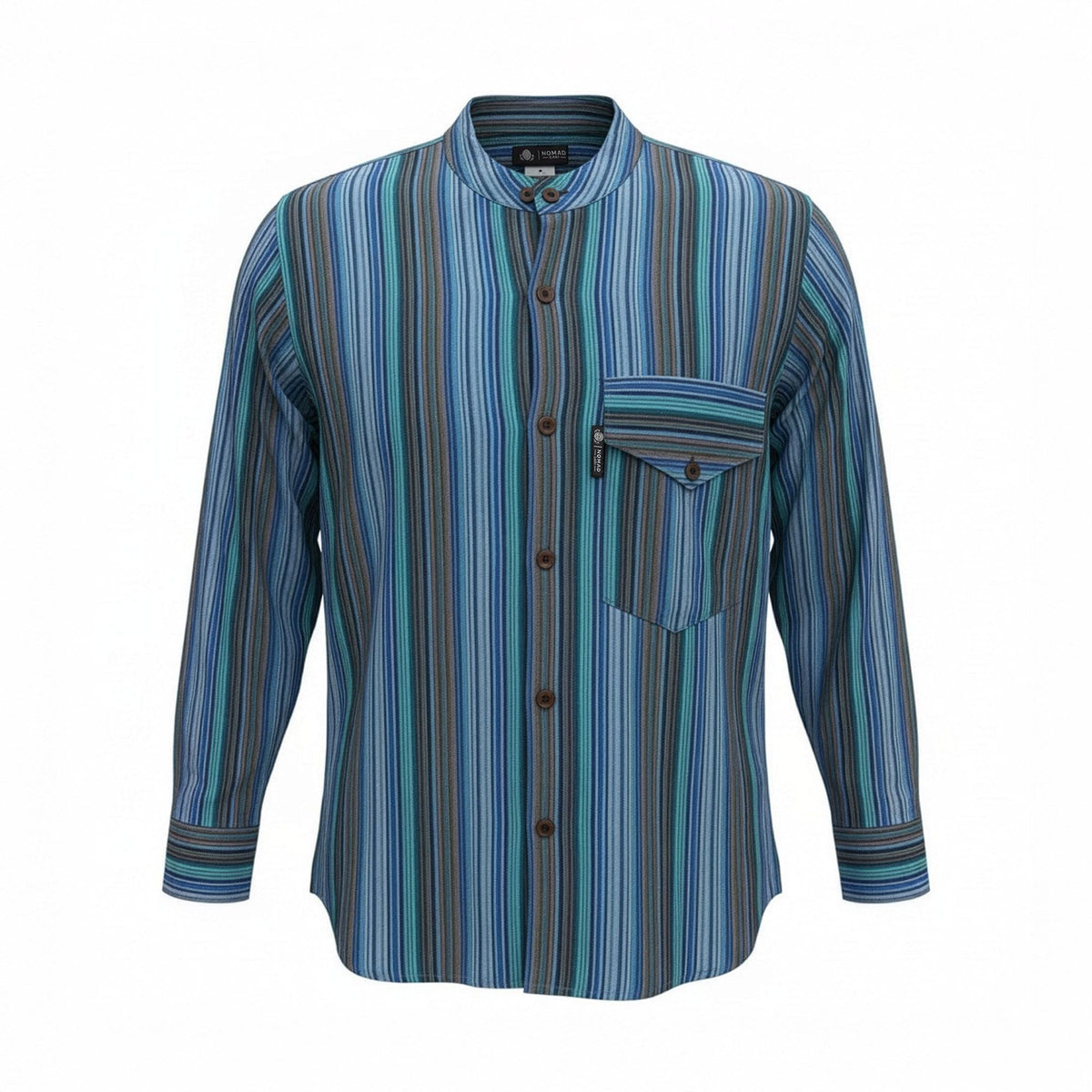 Nomad Sari Grandad Shirt - Turquoise - Medium 🇬🇧