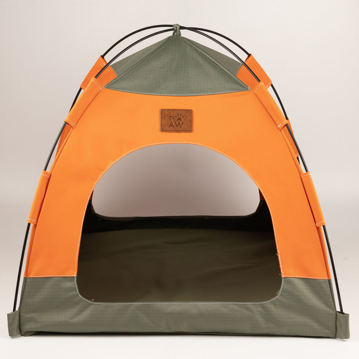 PAW Bed – Green & Orange Tent – 48 × 48 × 40cm 🇬🇧