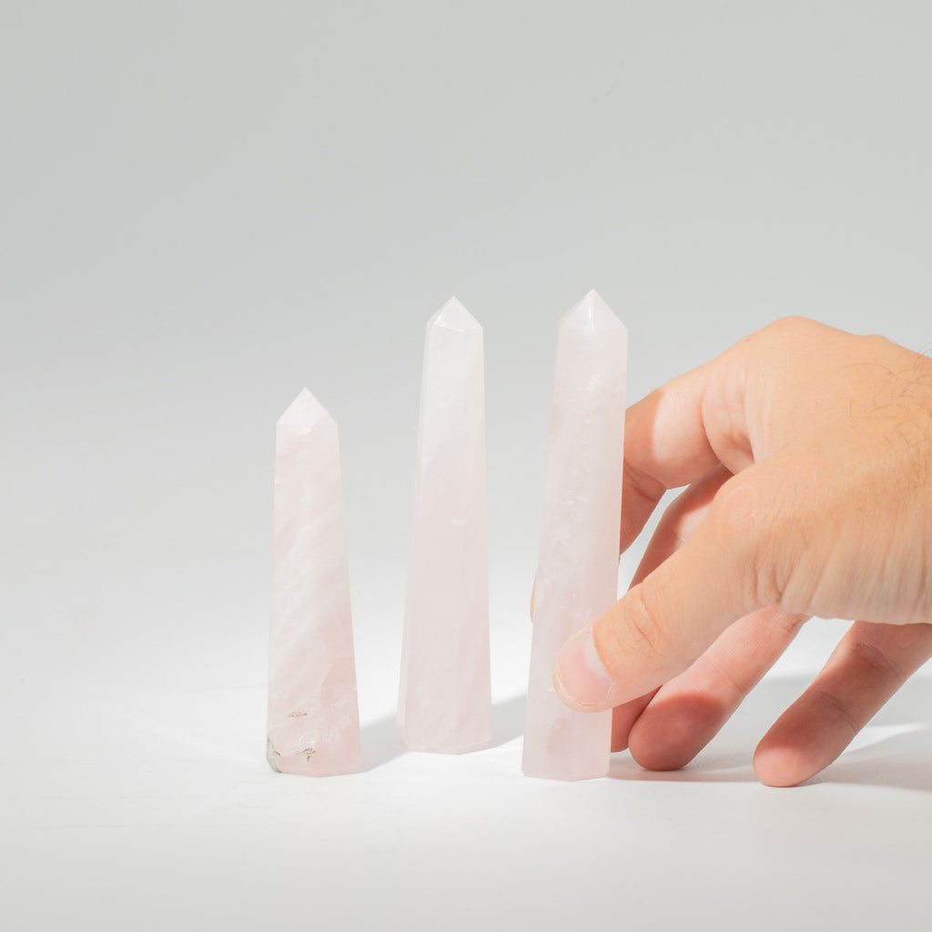 Gemstone Six Face Obelisk Point approx 11cm  - Rose Quartz 🇬🇧