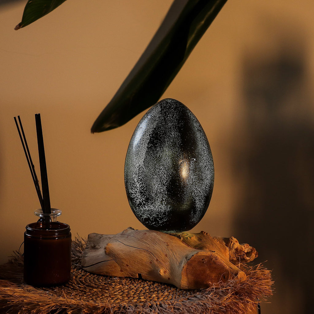DriftGlow Lamp Crackle Lava Egg Shade - Grey 🇬🇧