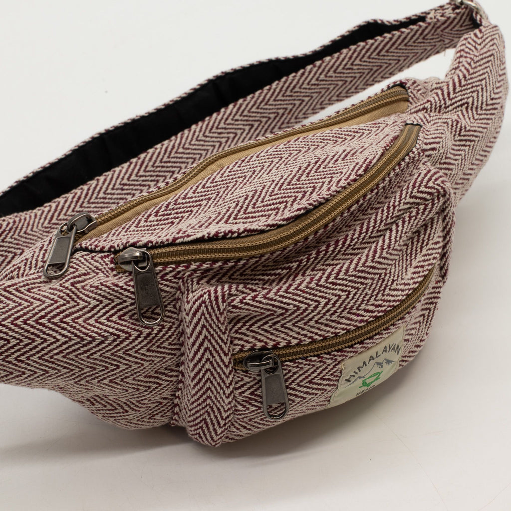 Cotton Hemp Style Belt (or Fanny) Bag - Wine 🇬🇧