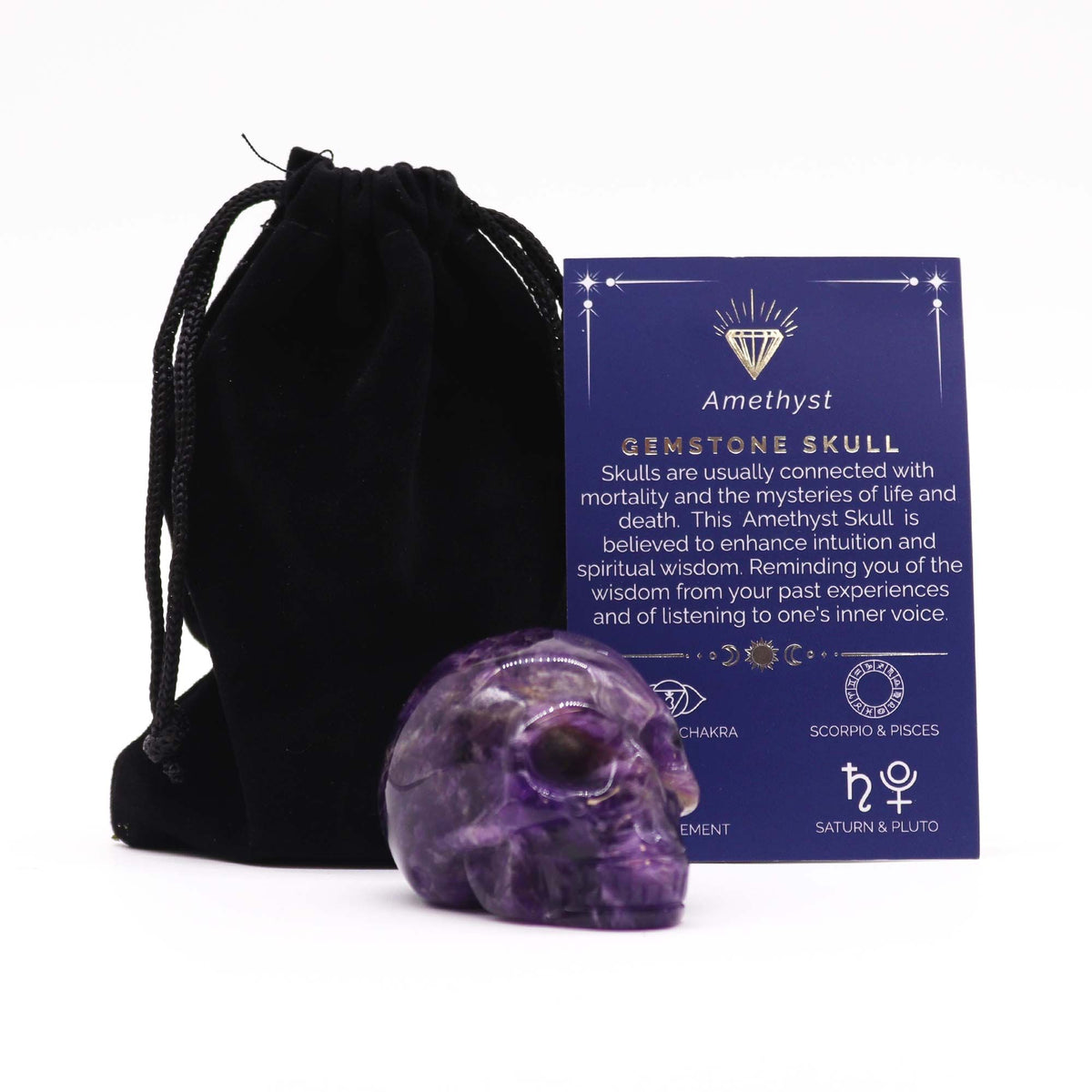 Gemstone Lrg Skull - Amethyst 🇬🇧