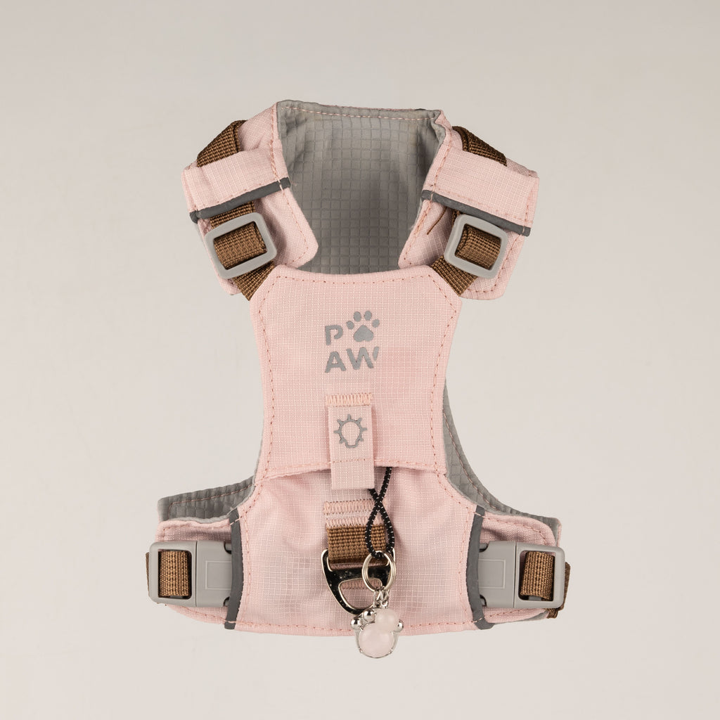 PAW - XS (2-4Kg) Dog Step-in Guardian Harness with Reflective Mesh - Soft Pink - Rose Quartz Charm 🇬🇧