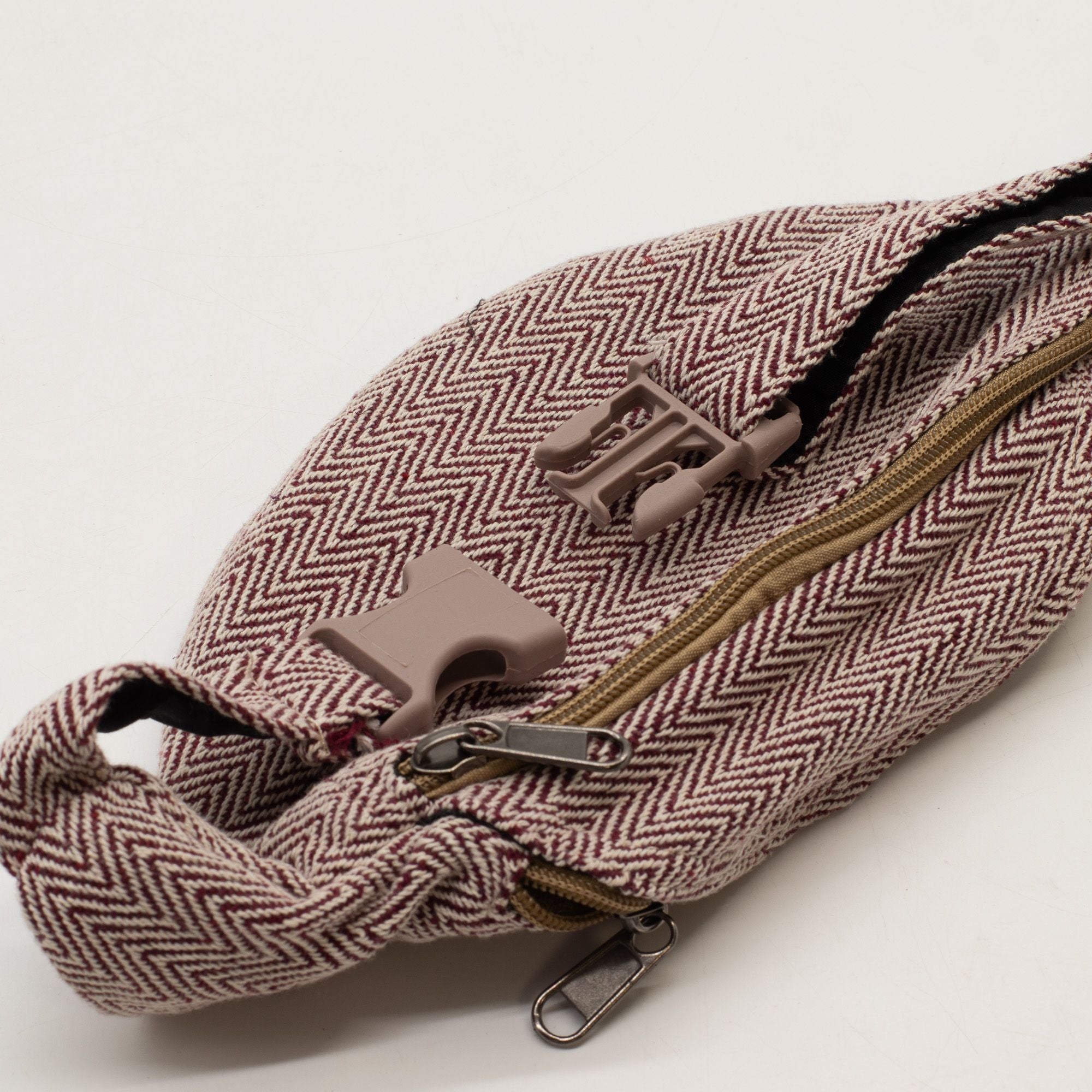 Cotton Hemp Style Belt (or Fanny) Bag - Wine 🇬🇧