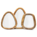Set of 3 Pebble Shaped Mirrors - Dark Brown Finish 🇬🇧