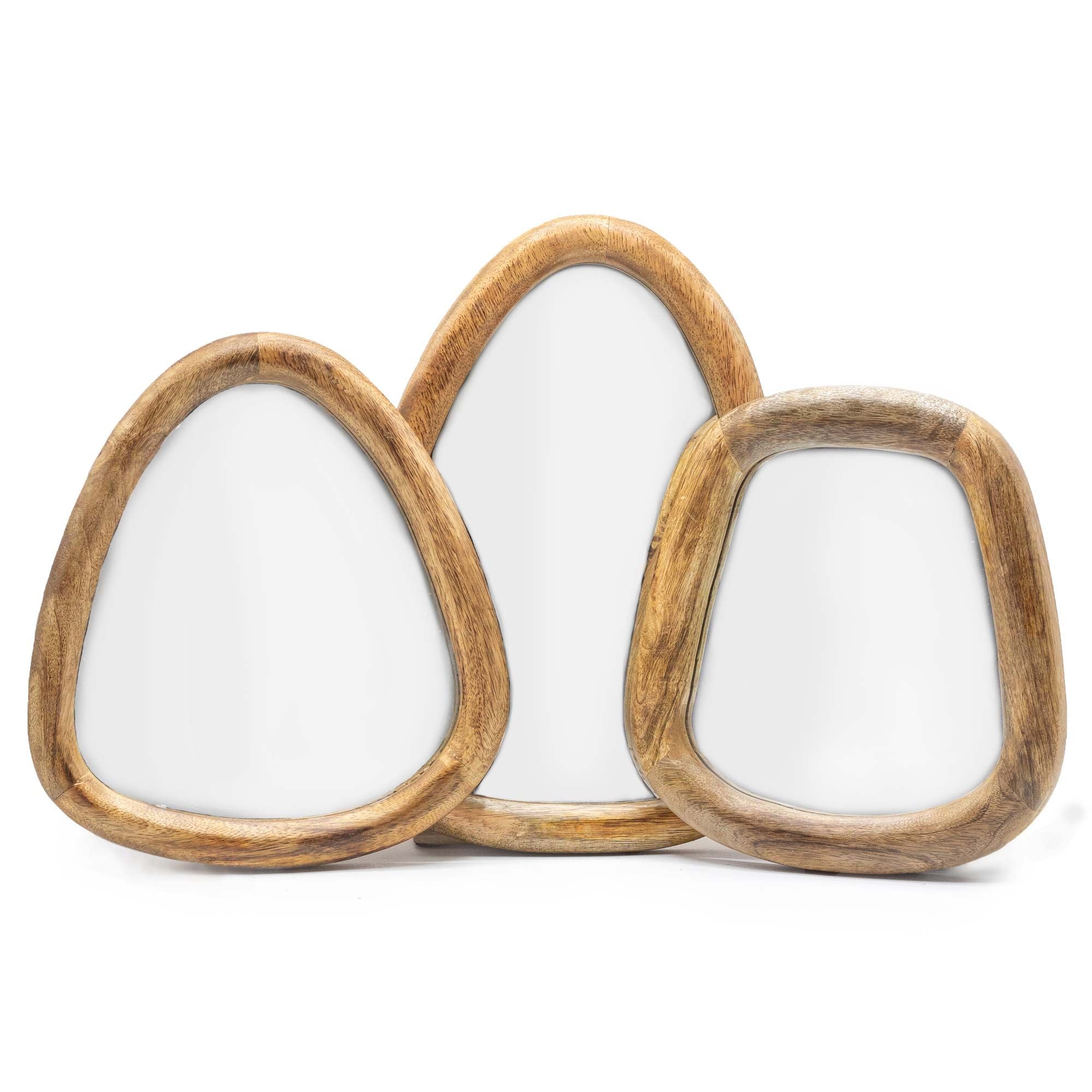 Set of 3 Pebble Shaped Mirrors - Dark Brown Finish 🇬🇧