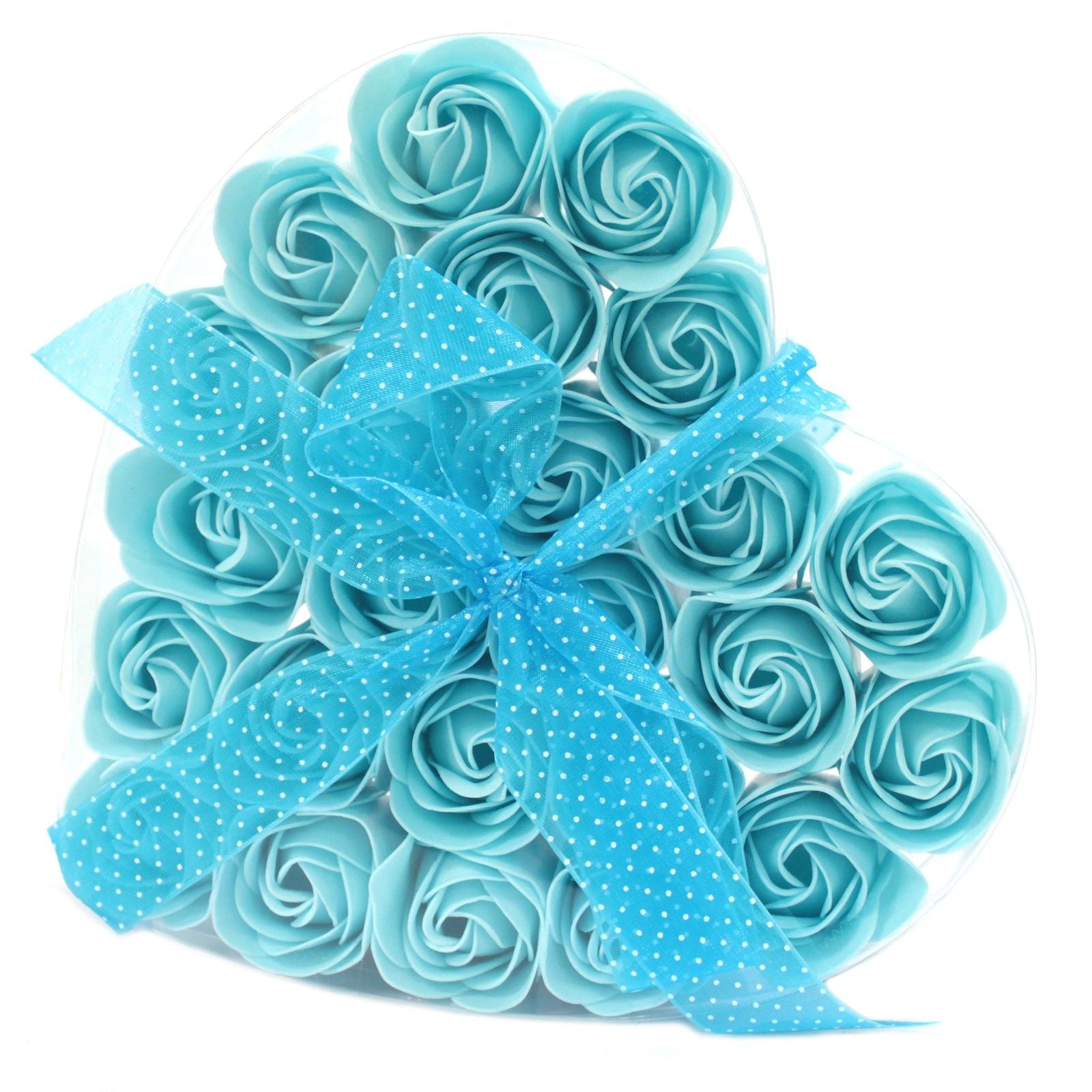 Set of 24 Soap Flower Heart Box - Blue Roses 🇬🇧