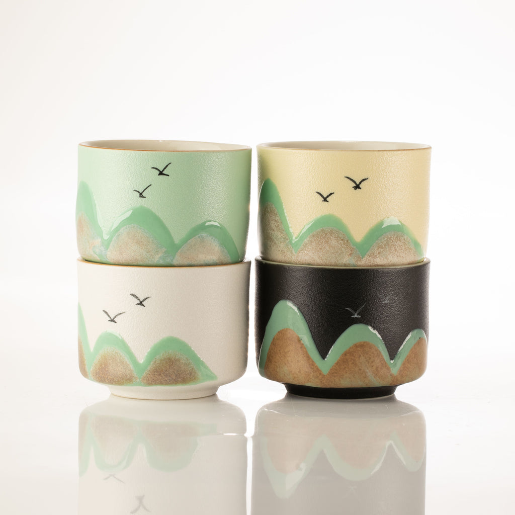 Thousand Miles - Tea Set - Four Cups - Ceremonial Cloth & Bamboo Grip 🇬🇧