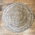 Round Jute and Recycle Denim Rug - 120 cm 🇬🇧