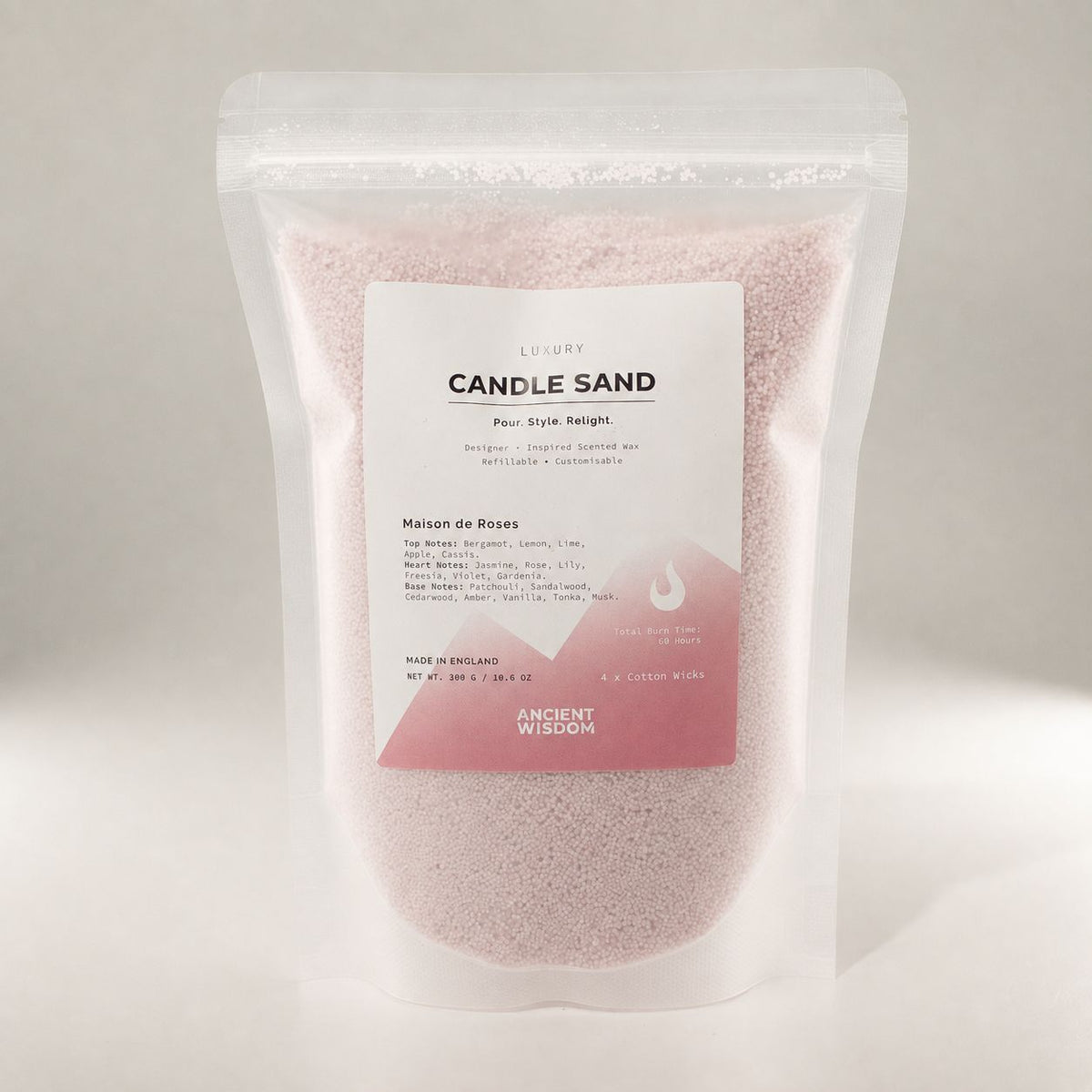 Fragranced Candle Sand - Dusty Rose - Maison de Roses - 300g 🇬🇧