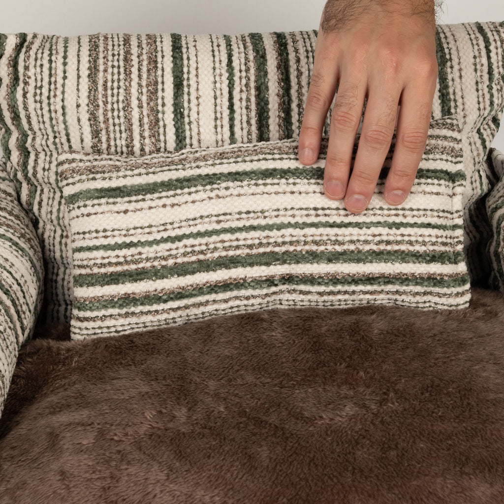 PAW Bed – Medium Sofa – Brown Stripes – 60 × 60 × 28cm 🇬🇧