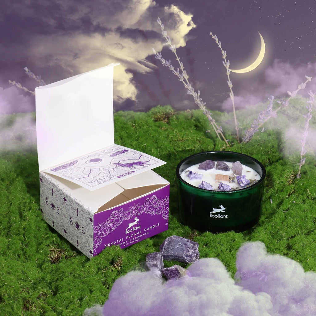 Hop Hare Crystal Magic Flower Candle - The Moon 🇬🇧