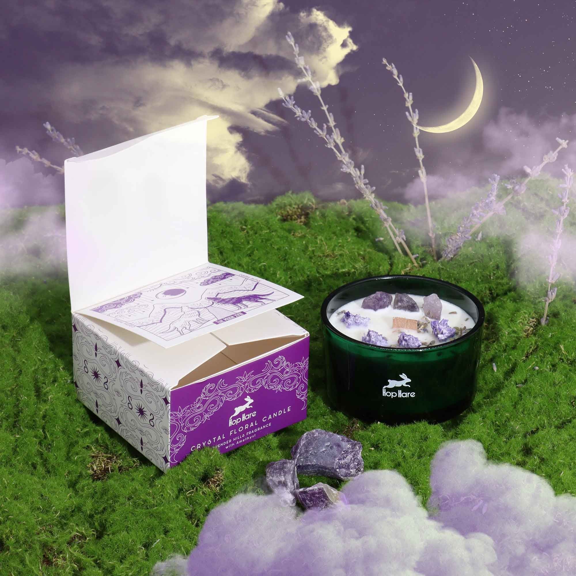 Hop Hare Crystal Magic Flower Candle - The Moon 🇬🇧