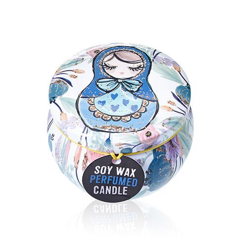 Art Tin Candle - Assorted Design - Russian Dolls - Dolly Blue 🇬🇧