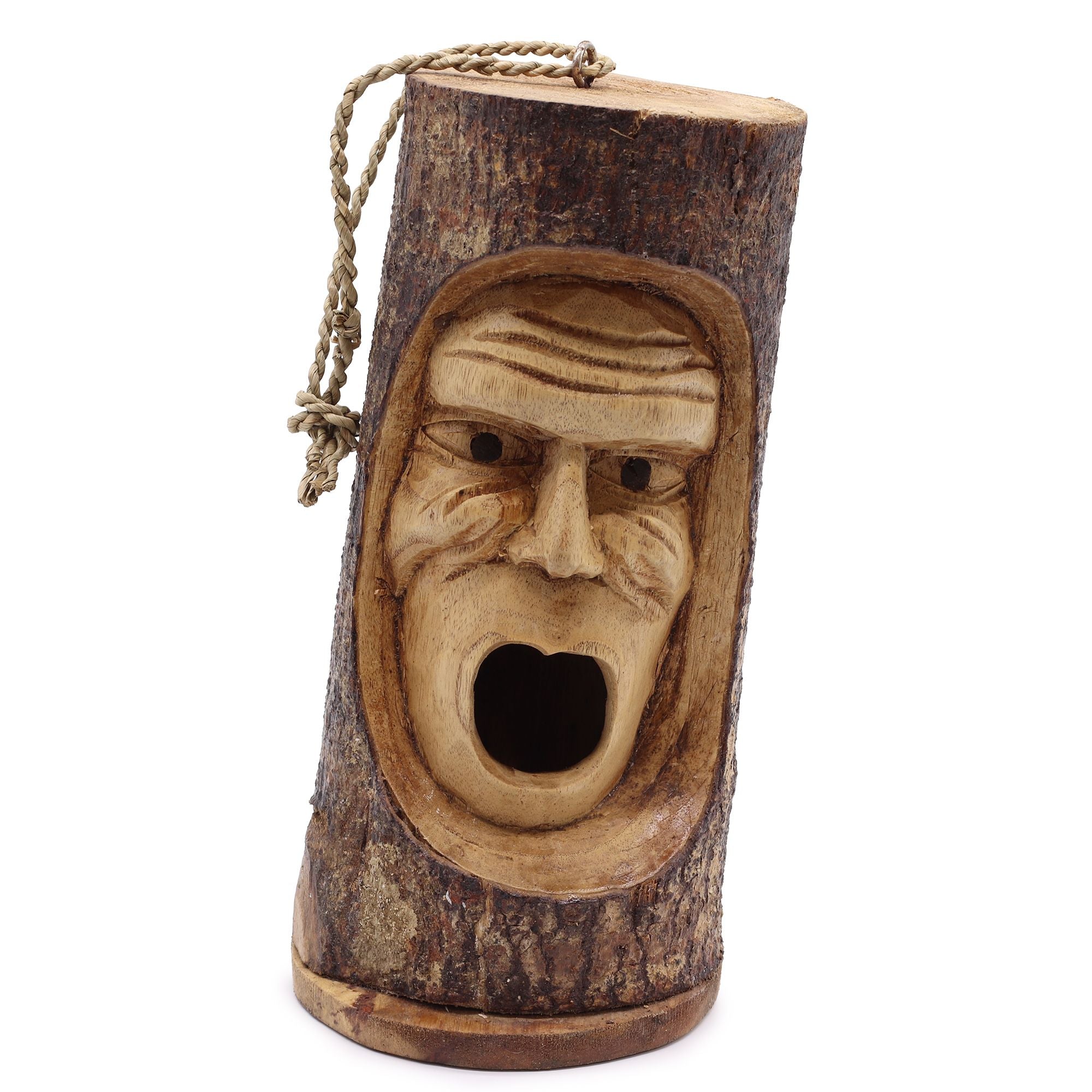 Tree Trunk Face - Bird House - Grumpy Old Man 🇬🇧