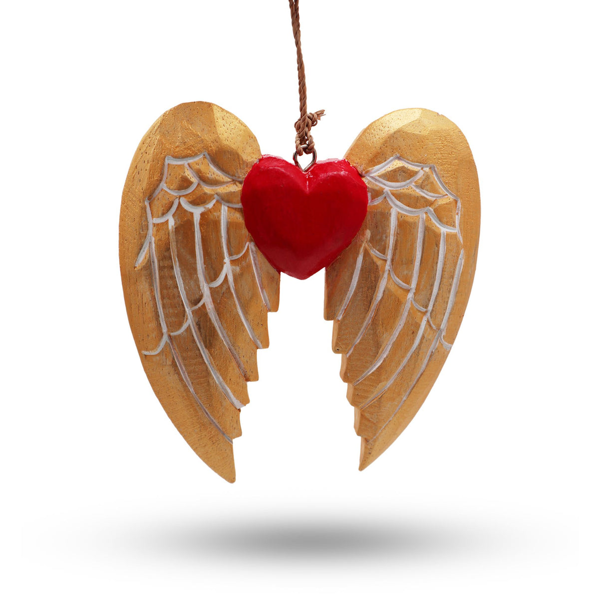 Gold Xmas Angel Wing & Heart - white detail 🇬🇧