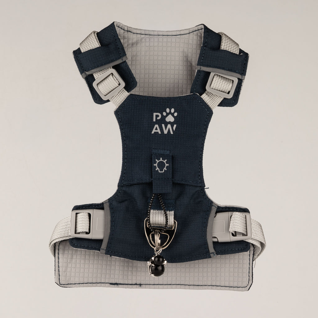 PAW - S (4-8Kg) Dog Step-in Guardian Harness with Reflective Mesh - Rock Grey - Black Obsidian Charm 🇬🇧