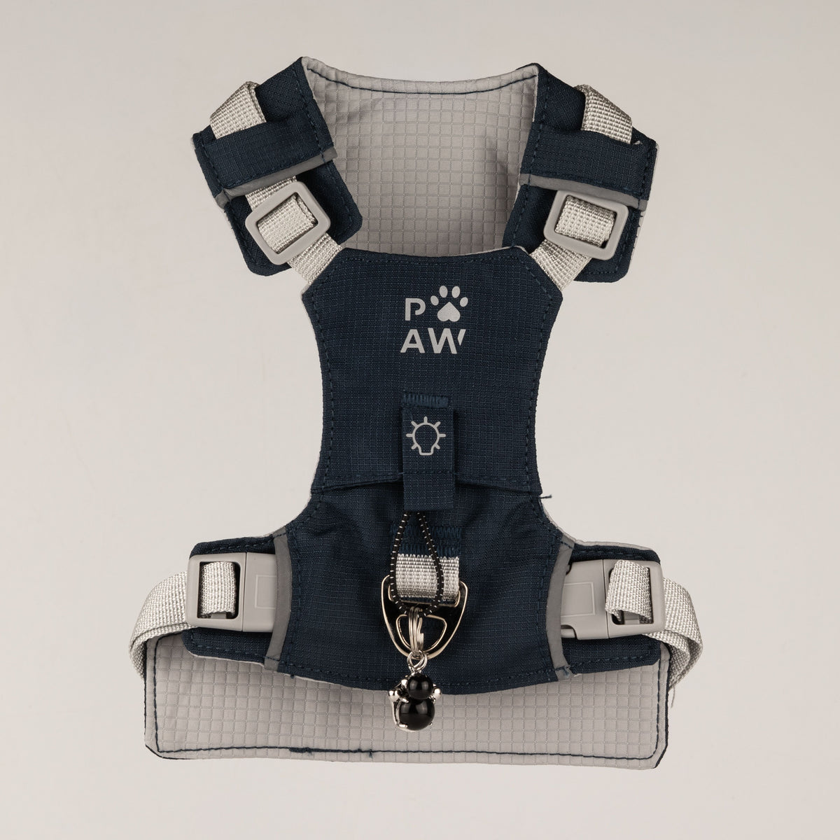 PAW - S (4-8Kg) Dog Step-in Guardian Harness with Reflective Mesh - Rock Grey - Black Obsidian Charm 🇬🇧