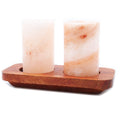Set of 2 Himalayan Salt Shot Glasses & Wood Serving Stand 🇬🇧