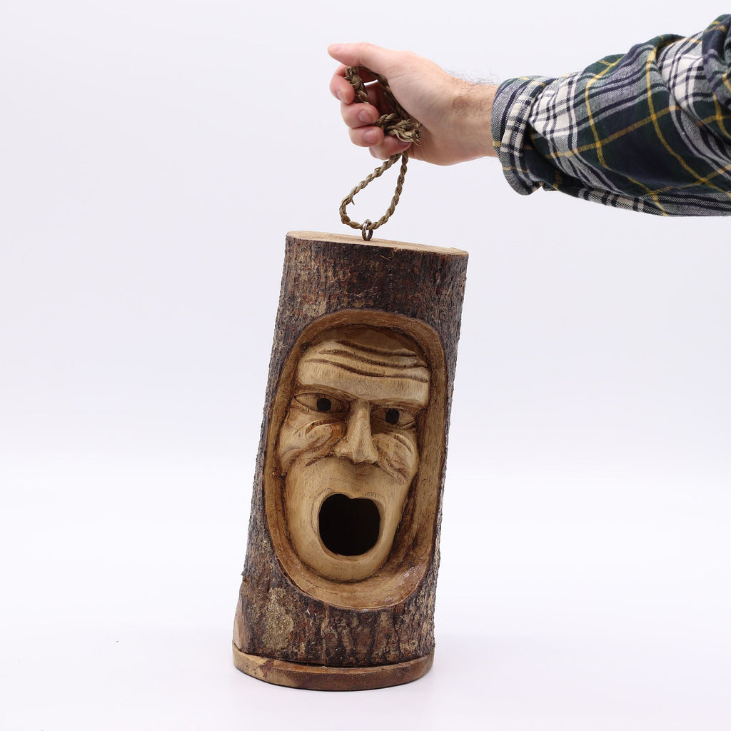 Tree Trunk Face - Bird House - Grumpy Old Man 🇬🇧