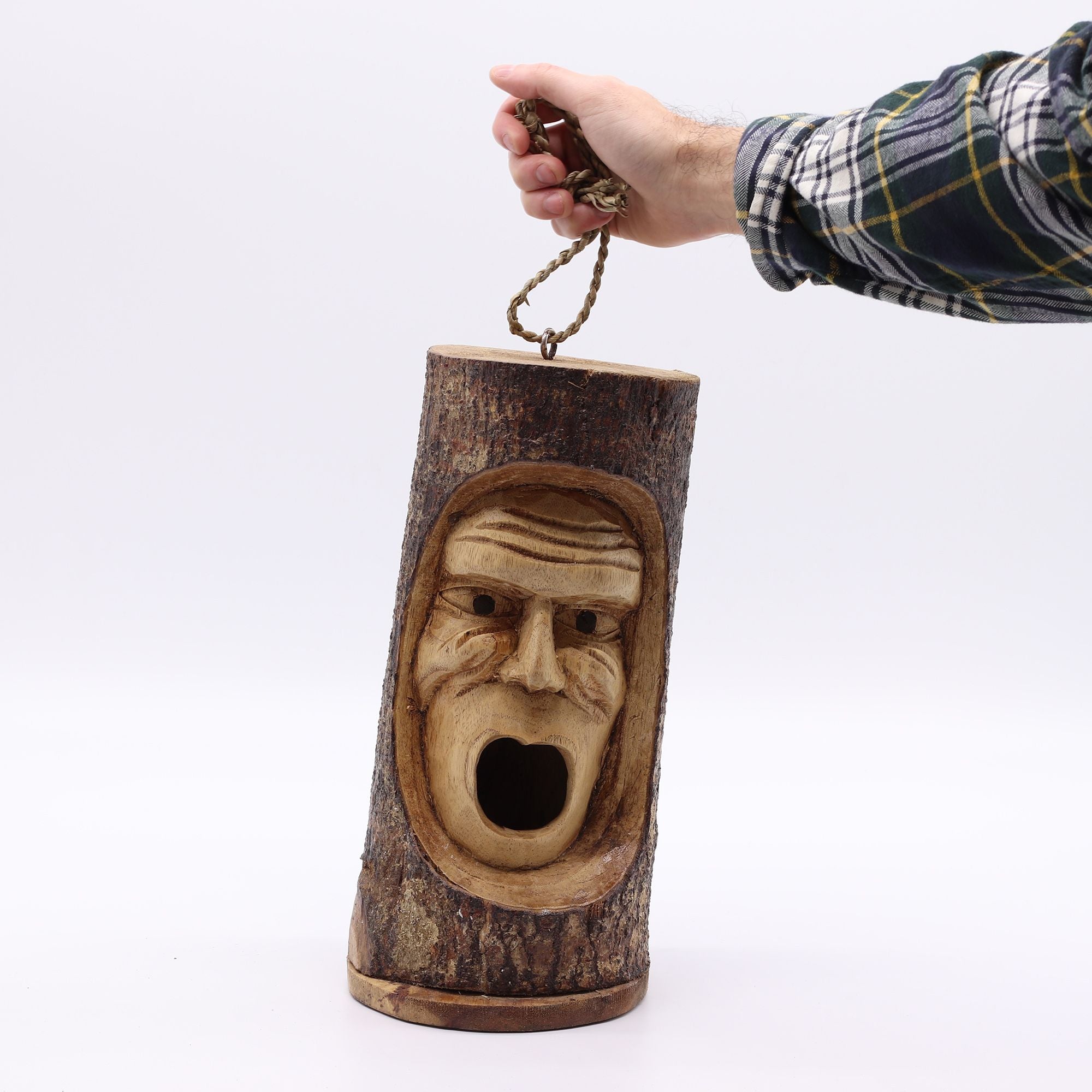 Tree Trunk Face - Bird House - Grumpy Old Man 🇬🇧