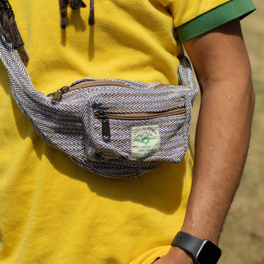 Cotton Hemp Style Belt (or Fanny) Bag - Blue 🇬🇧