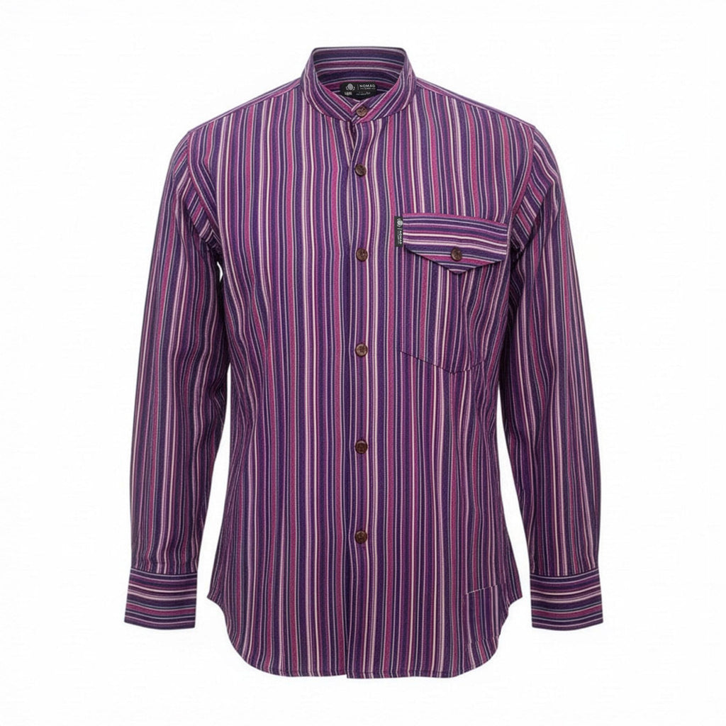 Nomad Sari Grandad Shirt - Black Purple - Medium 🇬🇧