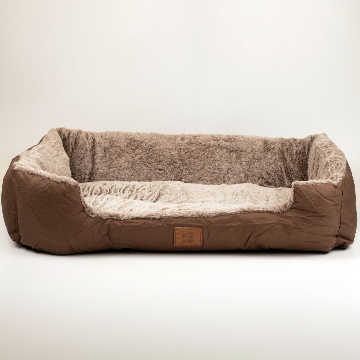 PAW Bed – Medium Plush Teddy Brown – 70 × 55 × 18cm 🇬🇧