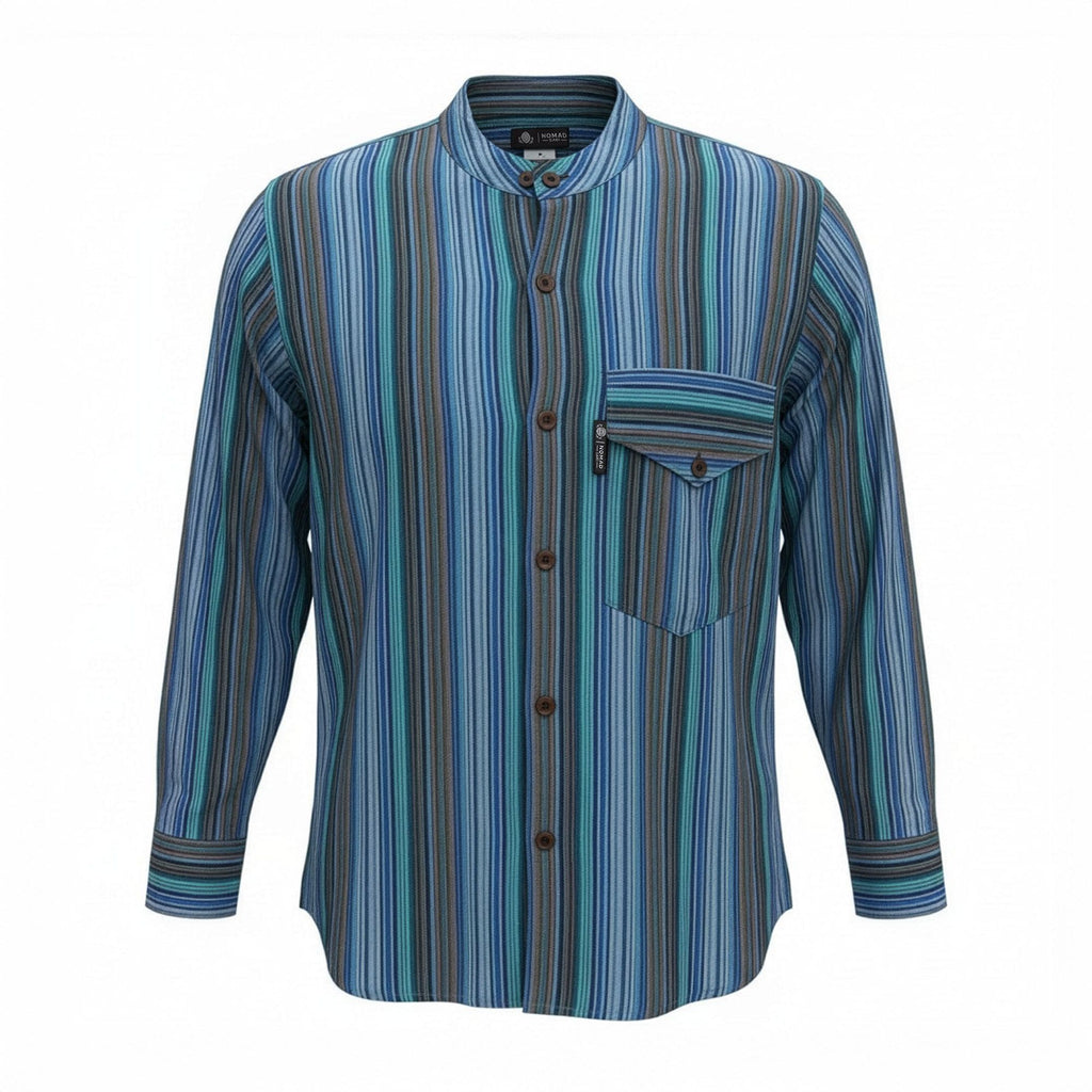 Nomad Sari Grandad Shirt - Turquoise - Large 🇬🇧