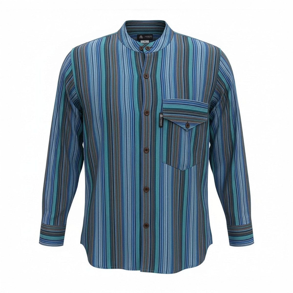 Nomad Sari Grandad Shirt - Turquoise - Large 🇬🇧