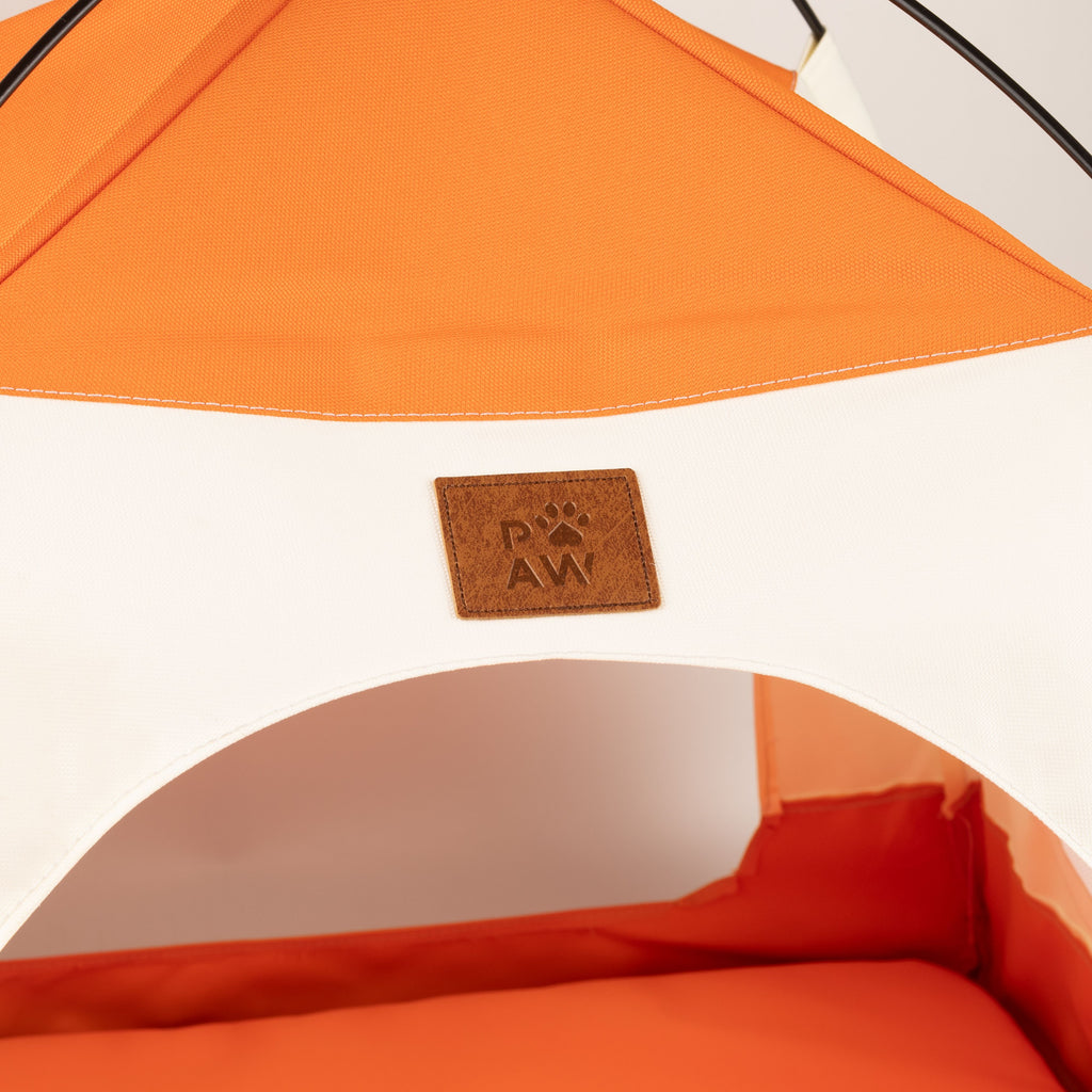 PAW Bed – Beige & Orange Tent – 58 × 58 × 48cm 🇬🇧