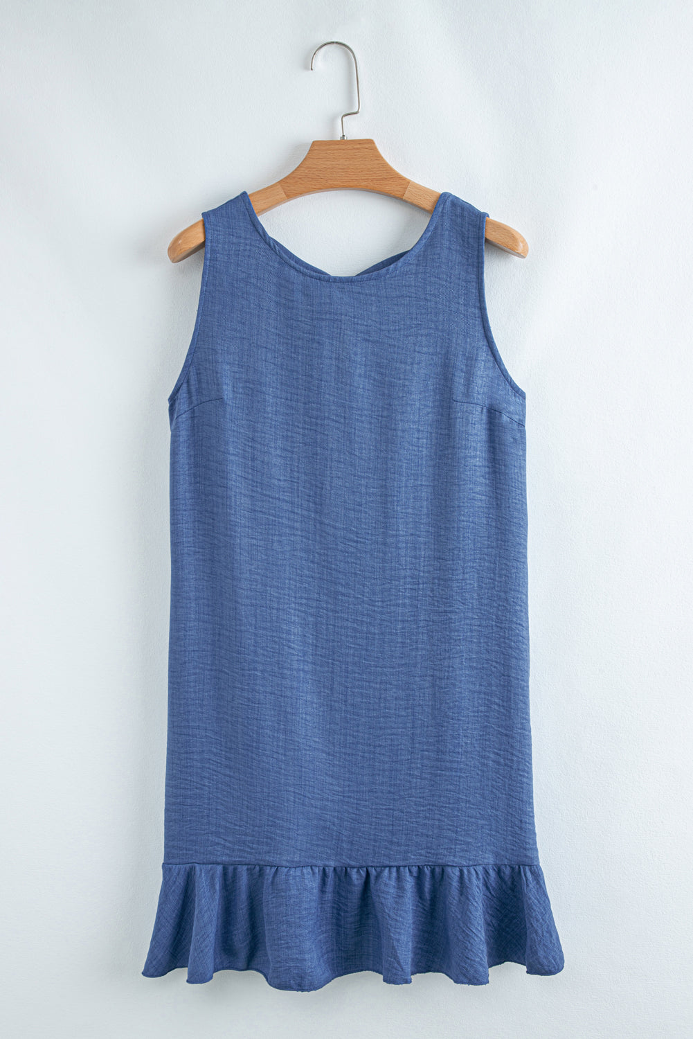 Ashleigh Blue Knot Scoop Back Ruffle Hem Sleeveless Mini Dress 🇨🇳