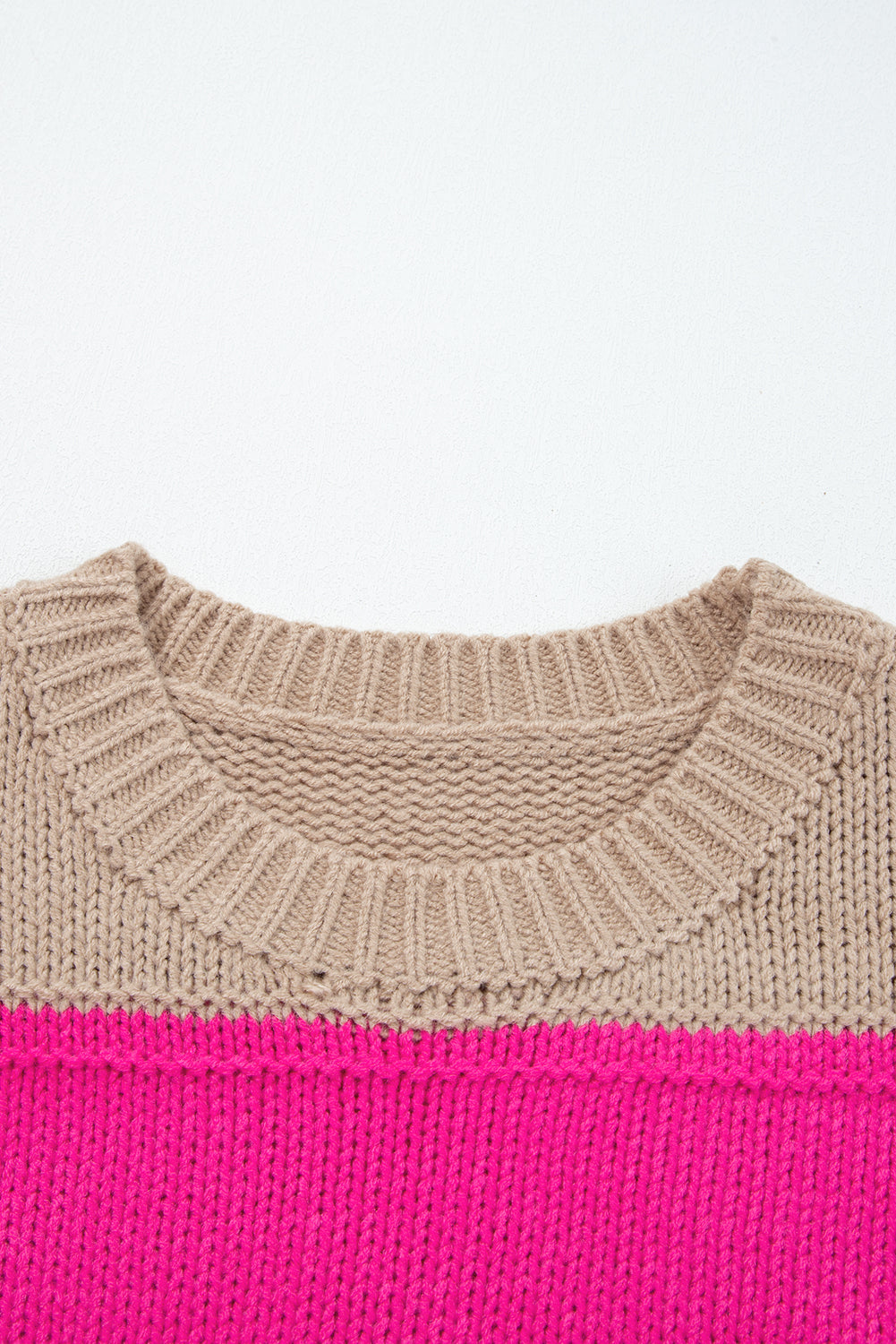 Khaki Stripe Color Block PLus Size Drop Shoulder Sweater 🇺🇸