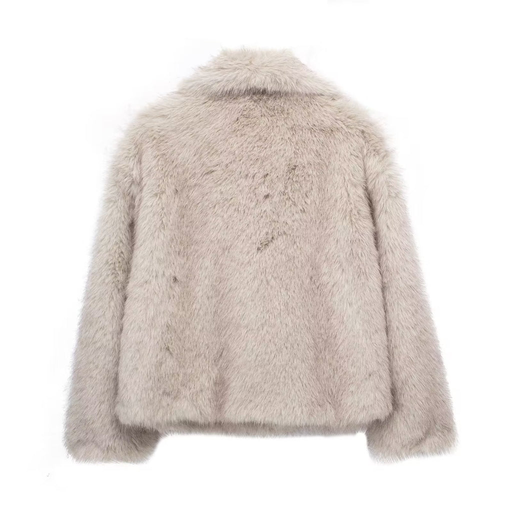 Winter Plush Coat Fashion Warm Thicken Fluffy Lapel Jacket Outwear with Casual Long Sleeve 🇨🇳