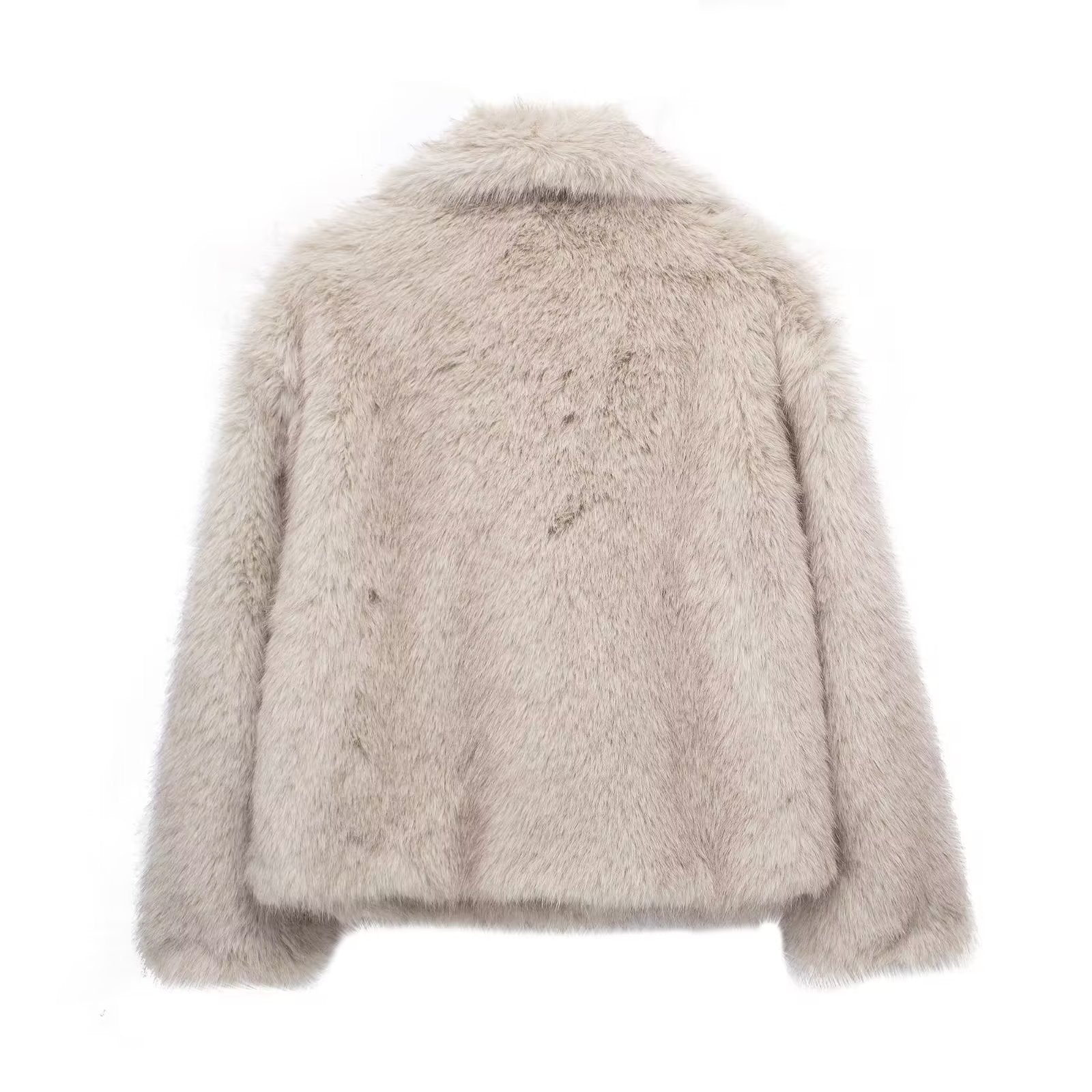 Winter Plush Coat Fashion Warm Thicken Fluffy Lapel Jacket Outwear with Casual Long Sleeve 🇨🇳
