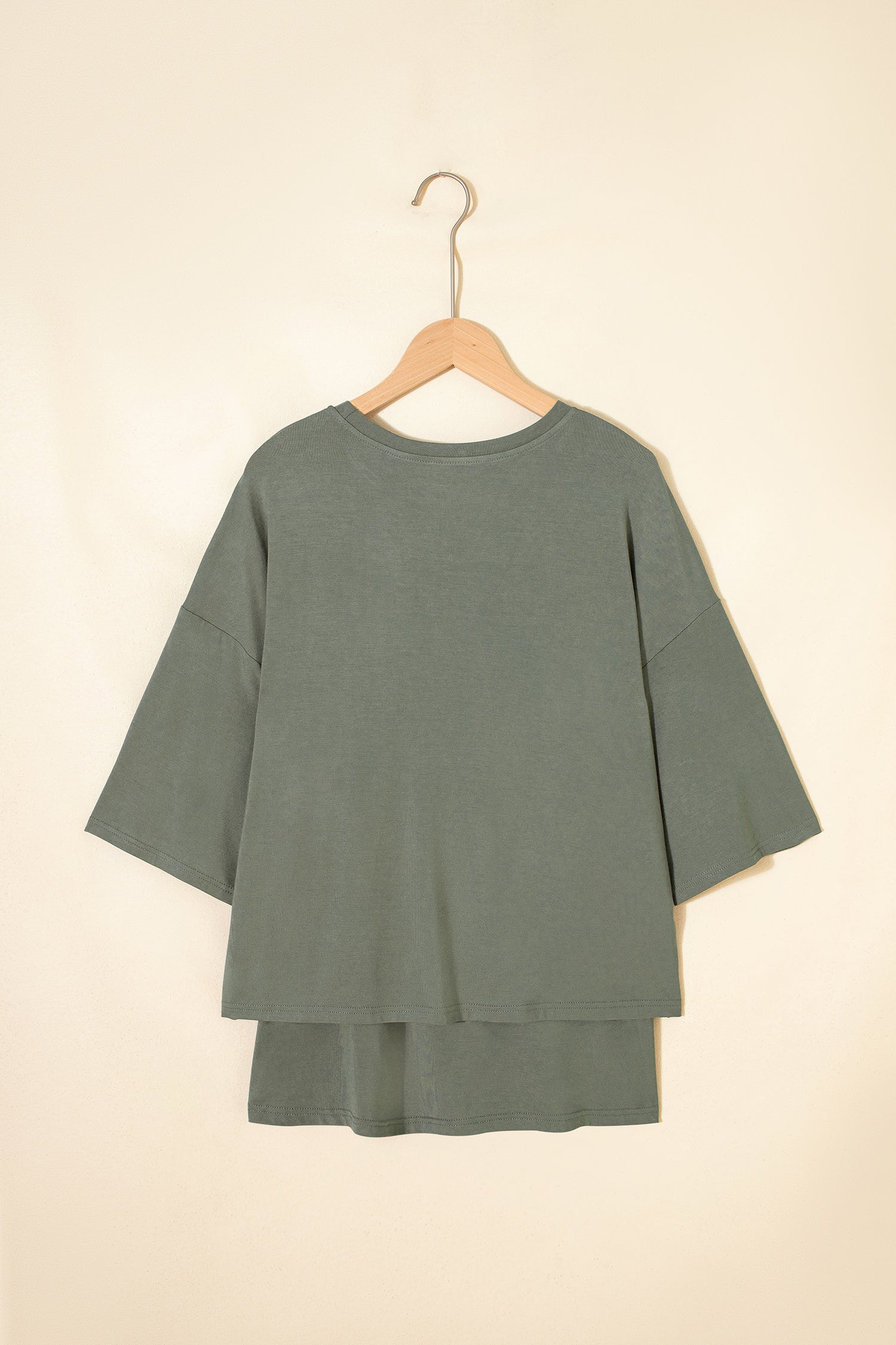 Laurel Green Solid Color Oversize Tee Tie Wrap Mini Skort 2pcs Set 🇺🇸