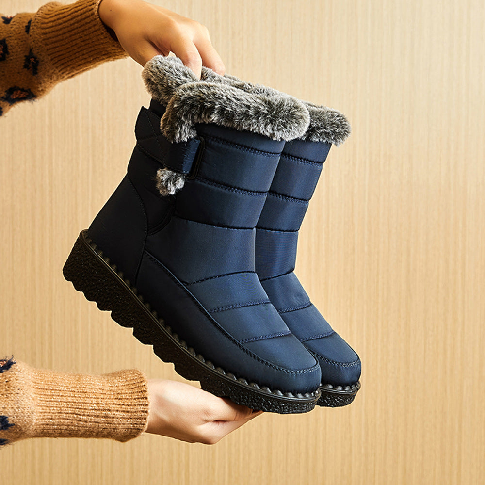 Winter Snow Boot Hook And Loop Fastener Waterproof Low Heels Platform Ankle Boots 🇨🇳