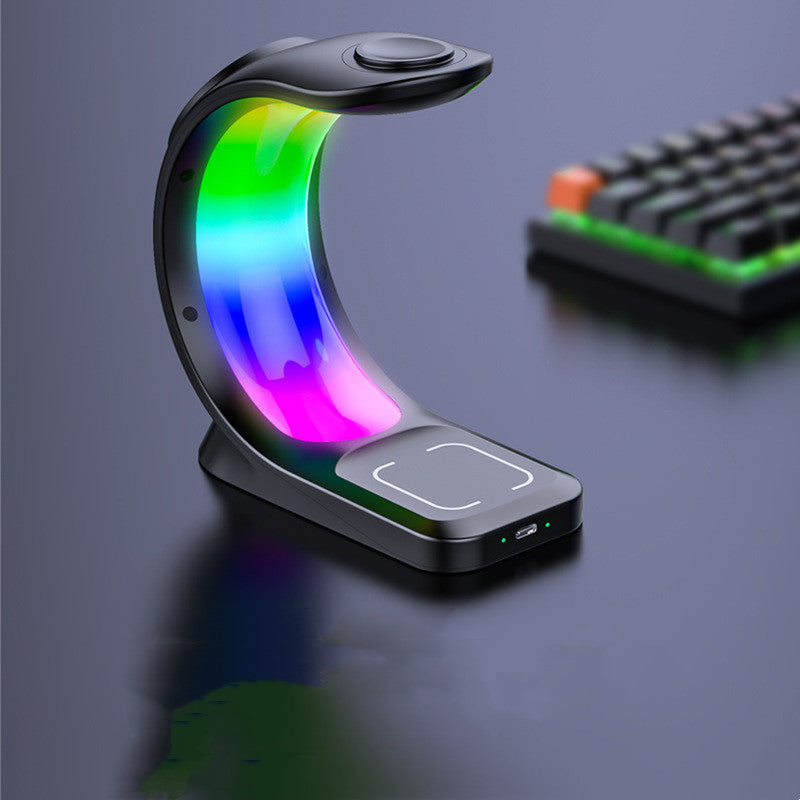 4 In 1 Magnetic Wireless Fast Charging For Smart Phone Atmosphere Light Charging Station For Airpods Pro I-phone Watch 🇨🇳