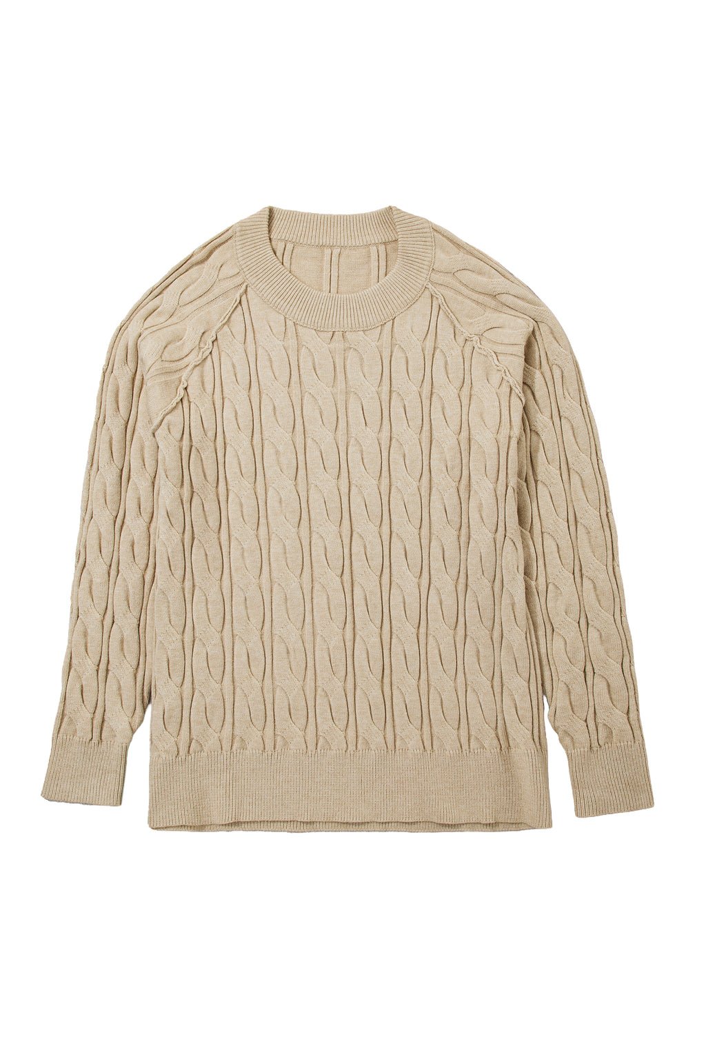Parchment Oversized Cable Knit Long Sleeve Round Neck Tunic Length Plus Size Sweater 🇺🇸