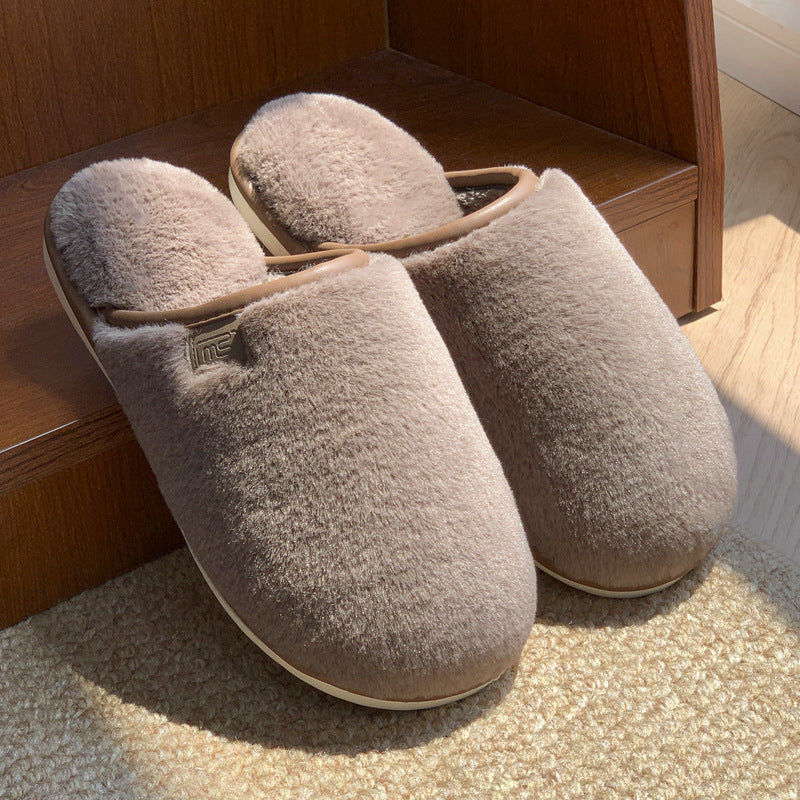 Winter Plush Slippers Warm Solid House Shoes Non-slip Bedroom Floor Home Slipper For Women Men 🇨🇳